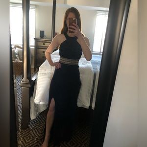 Navy blue formal full length dress